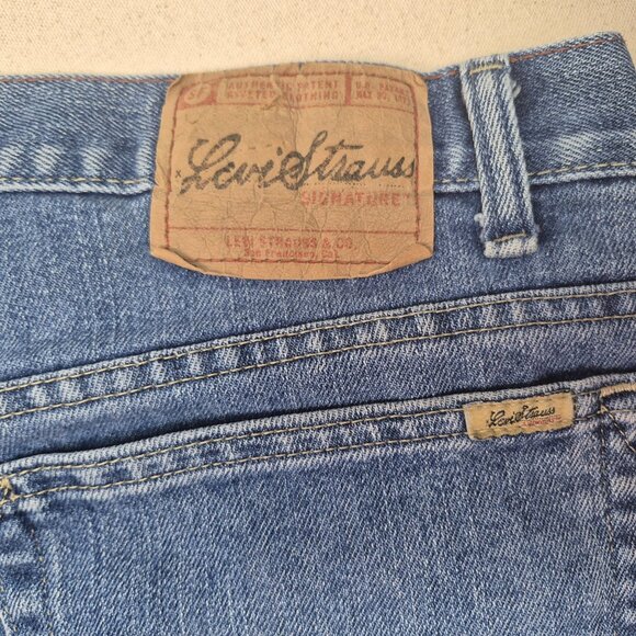 Signature Levi Strauss Women's Stretch Mid-Rise Slim Blue Jeans Sz 40/28 VINTAGE - Picture 10 of 11